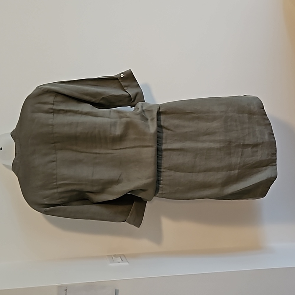 James Perse Gray Drawstring Linen Mini Dress Sz. 2 - image 6